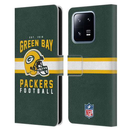 NFL Green Bay Packers Graphics Helmet Typography Leather Book Wallet Case Cover For Xiaomi 13 Pro 5G