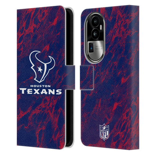 NFL Houston Texans Graphics Coloured Marble Leather Book Wallet Case Cover For OPPO Reno10 Pro+