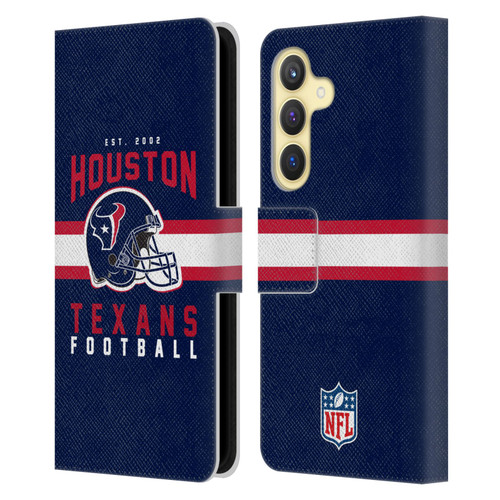 NFL Houston Texans Graphics Helmet Typography Leather Book Wallet Case Cover For Samsung Galaxy S24 5G