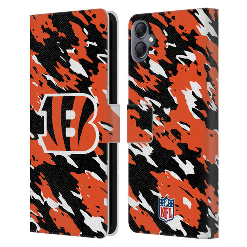 NFL Cincinnati Bengals Logo Camou Leather Book Wallet Case Cover For Samsung Galaxy A05