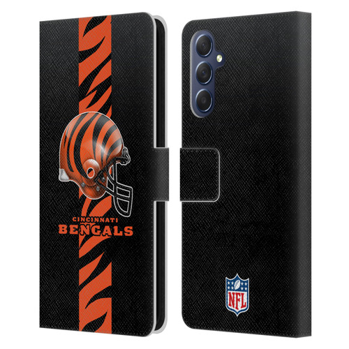 NFL Cincinnati Bengals Logo Helmet Leather Book Wallet Case Cover For Samsung Galaxy M54 5G