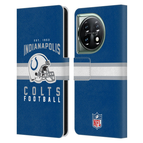 NFL Indianapolis Colts Graphics Helmet Typography Leather Book Wallet Case Cover For OnePlus 11 5G