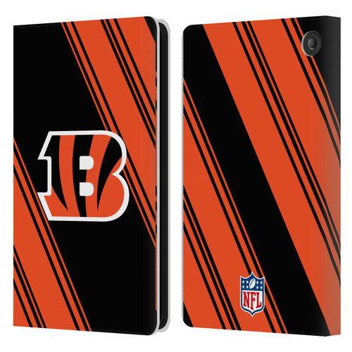 NFL Cincinnati Bengals Artwork Stripes Leather Book Wallet Case Cover For Amazon Fire 7 2022