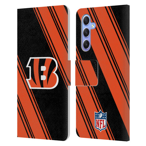 NFL Cincinnati Bengals Artwork Stripes Leather Book Wallet Case Cover For Samsung Galaxy A34 5G