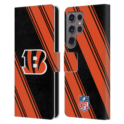 NFL Cincinnati Bengals Artwork Stripes Leather Book Wallet Case Cover For Samsung Galaxy S24 Ultra 5G