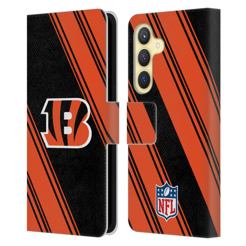 NFL Cincinnati Bengals Artwork Stripes Leather Book Wallet Case Cover For Samsung Galaxy S24 5G