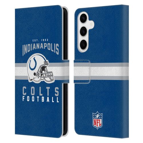NFL Indianapolis Colts Graphics Helmet Typography Leather Book Wallet Case Cover For Samsung Galaxy S24+ 5G