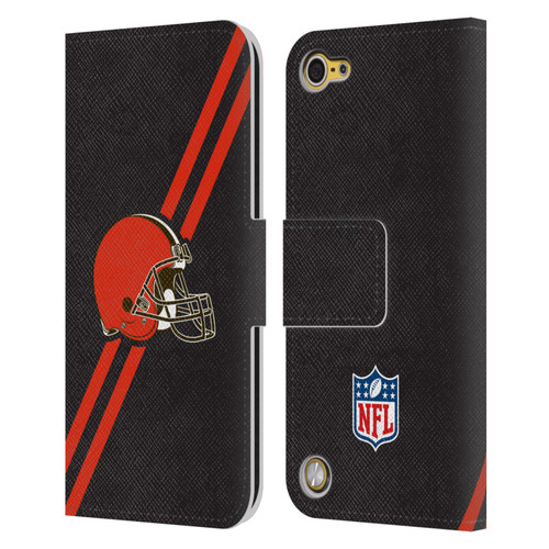 NFL Cleveland Browns Logo Stripes Leather Book Wallet Case Cover For Apple iPod Touch 5G 5th Gen