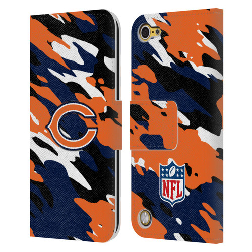 NFL Chicago Bears Logo Camou Leather Book Wallet Case Cover For Apple iPod Touch 5G 5th Gen
