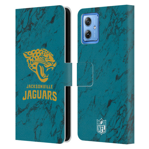NFL Jacksonville Jaguars Graphics Coloured Marble Leather Book Wallet Case Cover For Motorola Moto G54 5G