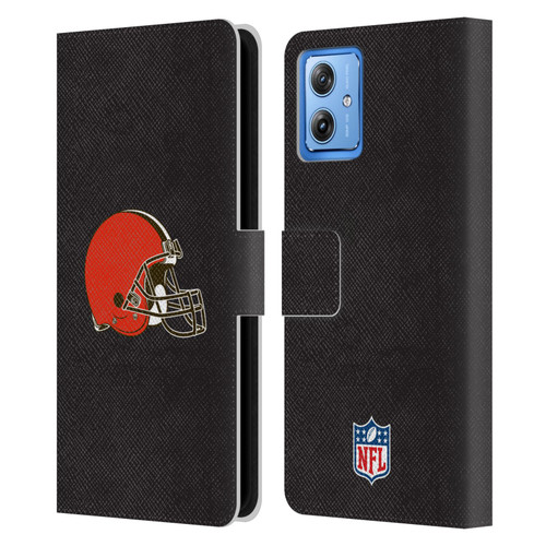 NFL Cleveland Browns Logo Plain Leather Book Wallet Case Cover For Motorola Moto G54 5G