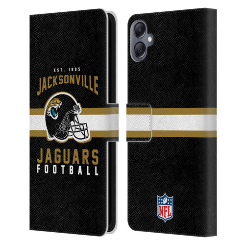 NFL Jacksonville Jaguars Graphics Helmet Typography Leather Book Wallet Case Cover For Samsung Galaxy A05