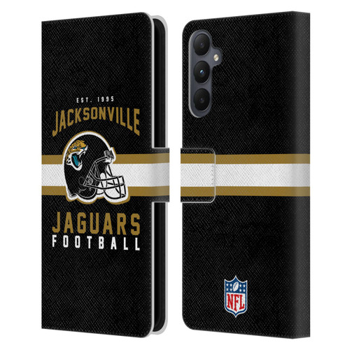 NFL Jacksonville Jaguars Graphics Helmet Typography Leather Book Wallet Case Cover For Samsung Galaxy A05s