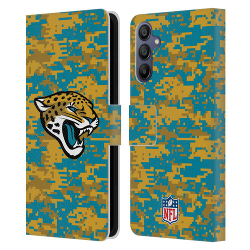 NFL Jacksonville Jaguars Graphics Digital Camouflage Leather Book Wallet Case Cover For Samsung Galaxy A15