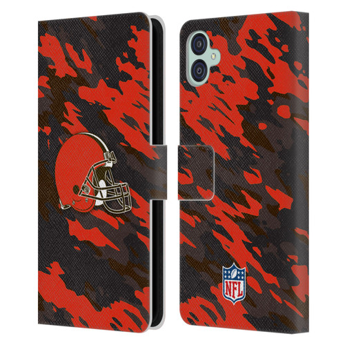 NFL Cleveland Browns Logo Camou Leather Book Wallet Case Cover For Samsung Galaxy M04 5G / A04e