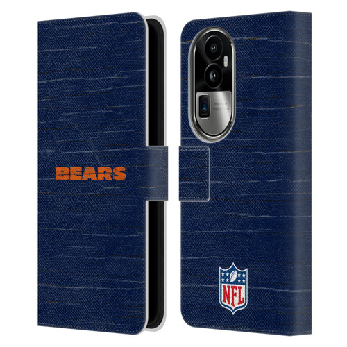 NFL Chicago Bears Logo Distressed Look Leather Book Wallet Case Cover For OPPO Reno10 Pro+
