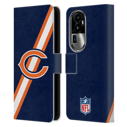 NFL Chicago Bears Logo Stripes Leather Book Wallet Case Cover For OPPO Reno10 Pro+