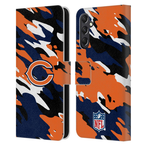 NFL Chicago Bears Logo Camou Leather Book Wallet Case Cover For Samsung Galaxy A24 4G / M34 5G