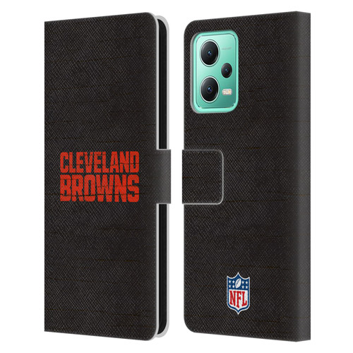 NFL Cleveland Browns Logo Distressed Look Leather Book Wallet Case Cover For Xiaomi Redmi Note 12 5G