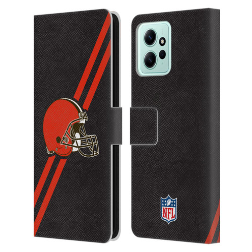 NFL Cleveland Browns Logo Stripes Leather Book Wallet Case Cover For Xiaomi Redmi 12