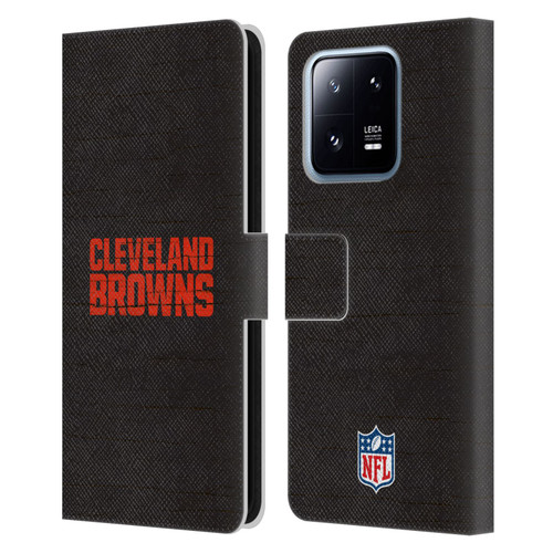 NFL Cleveland Browns Logo Distressed Look Leather Book Wallet Case Cover For Xiaomi 13 Pro 5G