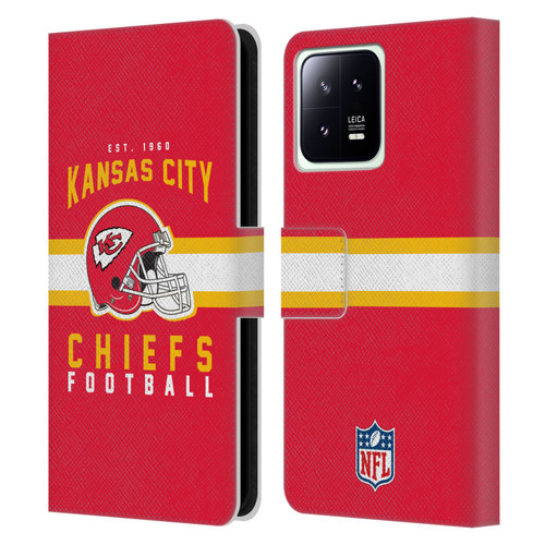 NFL Kansas City Chiefs Graphics Helmet Typography Leather Book Wallet Case Cover For Xiaomi 13 5G