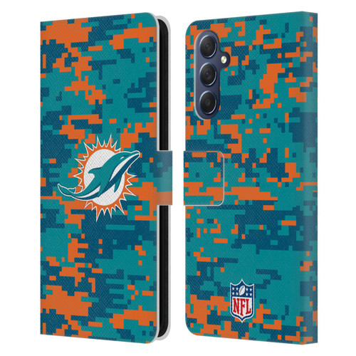 NFL Miami Dolphins Graphics Digital Camouflage Leather Book Wallet Case Cover For Samsung Galaxy M54 5G