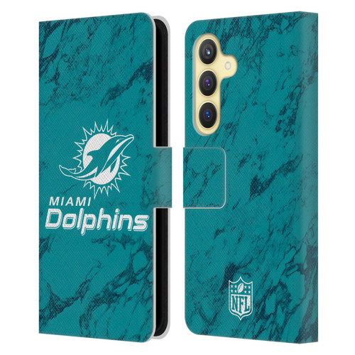 NFL Miami Dolphins Graphics Coloured Marble Leather Book Wallet Case Cover For Samsung Galaxy S24 5G