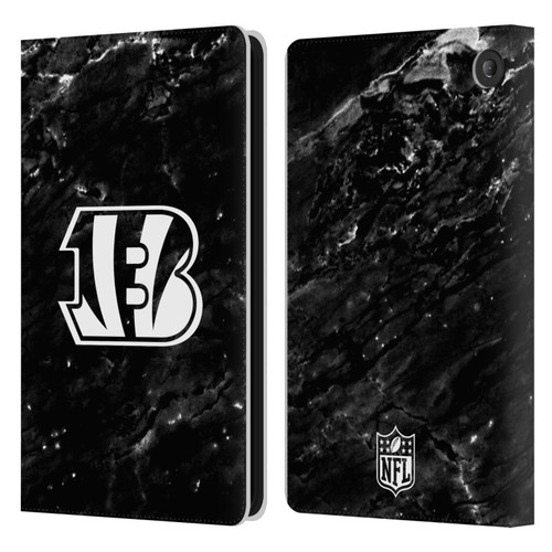 NFL Cincinnati Bengals Artwork Marble Leather Book Wallet Case Cover For Amazon Fire 7 2022
