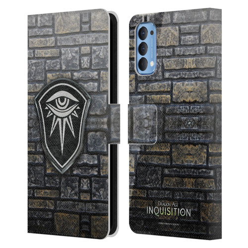 EA Bioware Dragon Age Inquisition Graphics Distressed Crest Leather Book Wallet Case Cover For OPPO Reno 4 5G