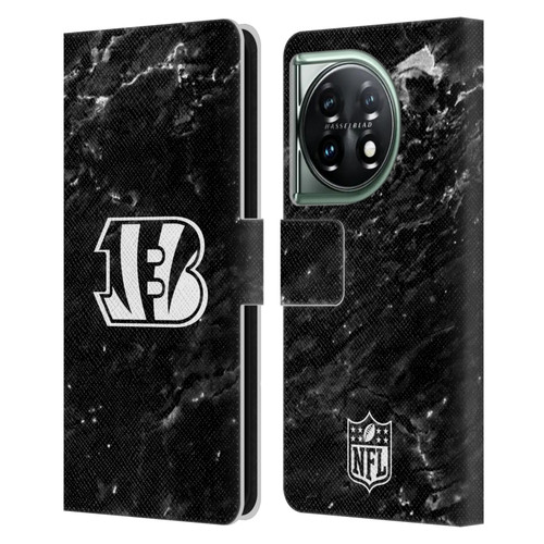 NFL Cincinnati Bengals Artwork Marble Leather Book Wallet Case Cover For OnePlus 11 5G