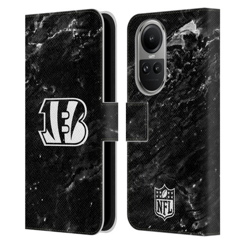 NFL Cincinnati Bengals Artwork Marble Leather Book Wallet Case Cover For OPPO Reno10 5G / Reno10 Pro 5G