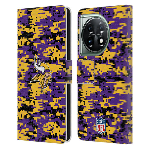 NFL Minnesota Vikings Graphics Digital Camouflage Leather Book Wallet Case Cover For OnePlus 11 5G