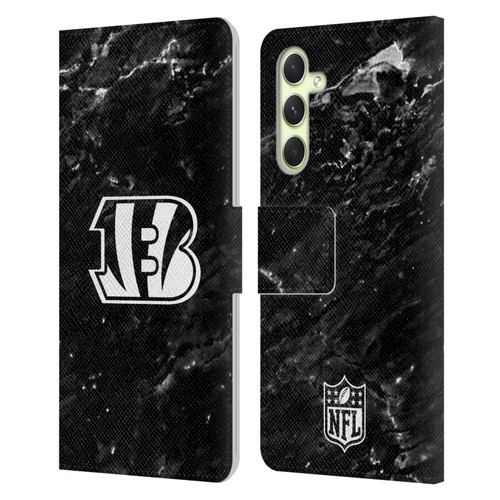 NFL Cincinnati Bengals Artwork Marble Leather Book Wallet Case Cover For Samsung Galaxy A54 5G