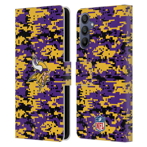 NFL Minnesota Vikings Graphics Digital Camouflage Leather Book Wallet Case Cover For Samsung Galaxy A15