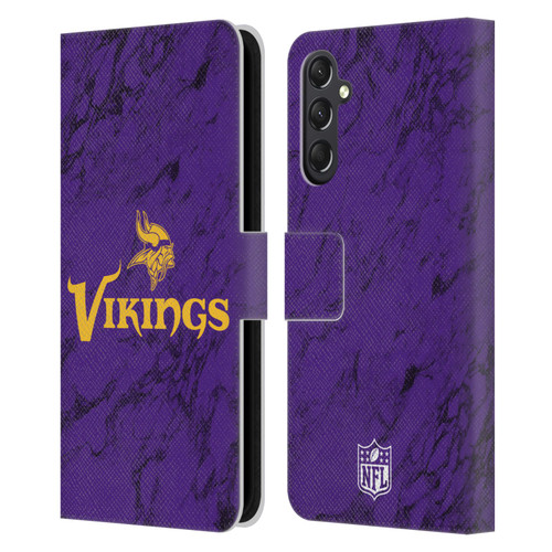 NFL Minnesota Vikings Graphics Coloured Marble Leather Book Wallet Case Cover For Samsung Galaxy A24 4G / M34 5G