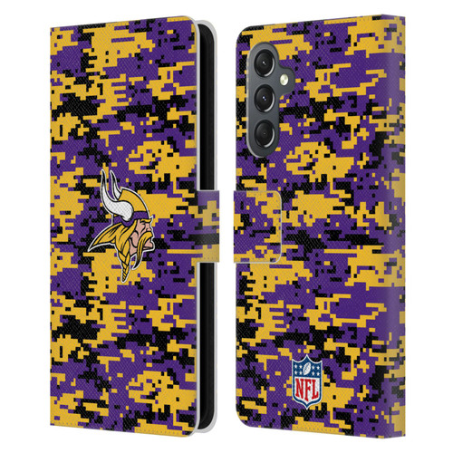 NFL Minnesota Vikings Graphics Digital Camouflage Leather Book Wallet Case Cover For Samsung Galaxy A25 5G
