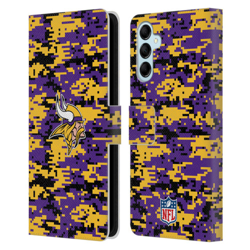 NFL Minnesota Vikings Graphics Digital Camouflage Leather Book Wallet Case Cover For Samsung Galaxy M14 5G