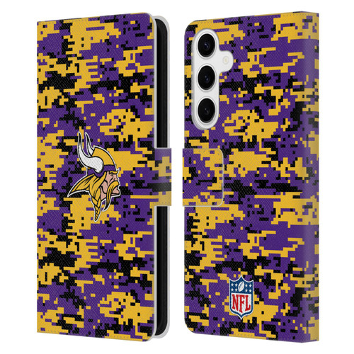NFL Minnesota Vikings Graphics Digital Camouflage Leather Book Wallet Case Cover For Samsung Galaxy S24+ 5G