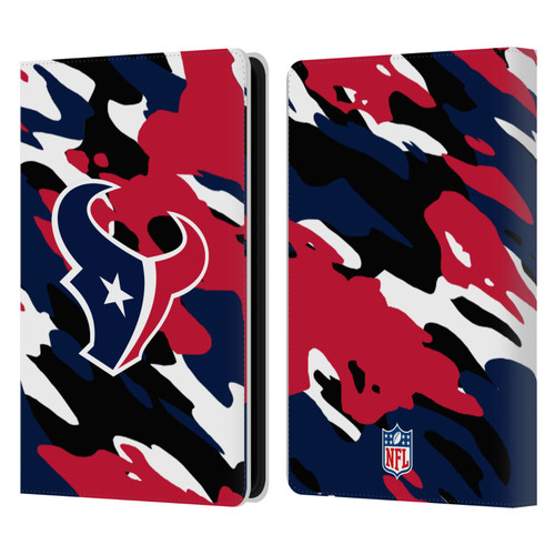 NFL Houston Texans Logo Camou Leather Book Wallet Case Cover For Amazon Kindle Paperwhite 5 (2021)