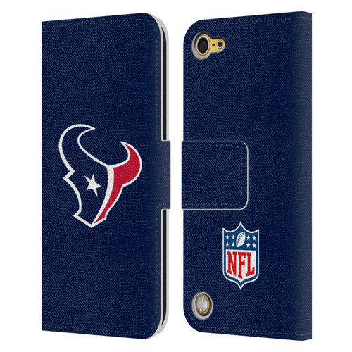 NFL Houston Texans Logo Plain Leather Book Wallet Case Cover For Apple iPod Touch 5G 5th Gen