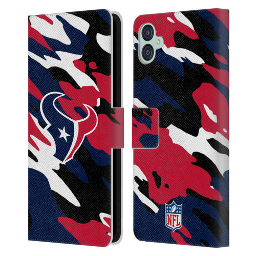 NFL Houston Texans Logo Camou Leather Book Wallet Case Cover For Samsung Galaxy M04 5G / A04e