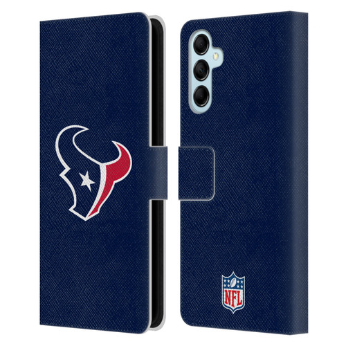 NFL Houston Texans Logo Plain Leather Book Wallet Case Cover For Samsung Galaxy M14 5G