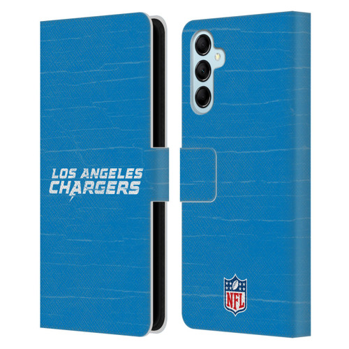 NFL Los Angeles Chargers Logo Distressed Look Leather Book Wallet Case Cover For Samsung Galaxy M14 5G