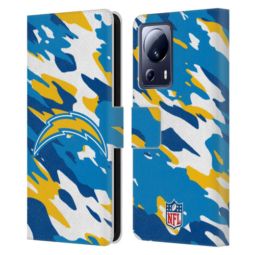 NFL Los Angeles Chargers Logo Camou Leather Book Wallet Case Cover For Xiaomi 13 Lite 5G