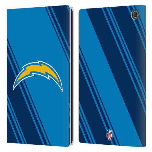 NFL Los Angeles Chargers Artwork Stripes Leather Book Wallet Case Cover For Amazon Fire Max 11 2023