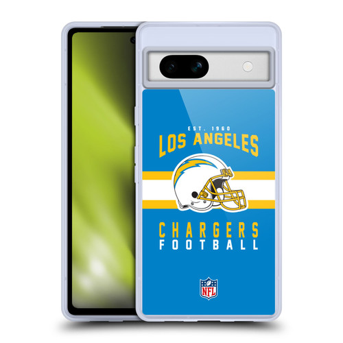 NFL Los Angeles Chargers Graphics Helmet Typography Soft Gel Case for Google Pixel 7a