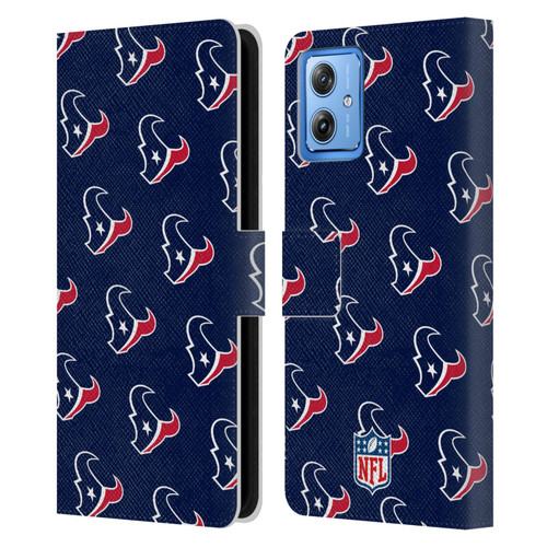 NFL Houston Texans Artwork Patterns Leather Book Wallet Case Cover For Motorola Moto G54 5G