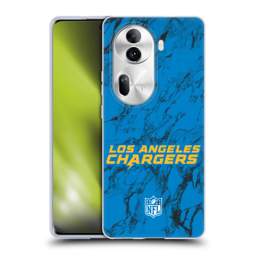 NFL Los Angeles Chargers Graphics Coloured Marble Soft Gel Case for OPPO Reno11 Pro