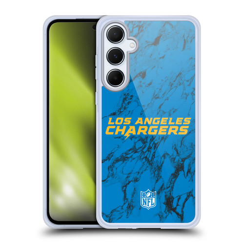 NFL Los Angeles Chargers Graphics Coloured Marble Soft Gel Case for Samsung Galaxy A55 5G